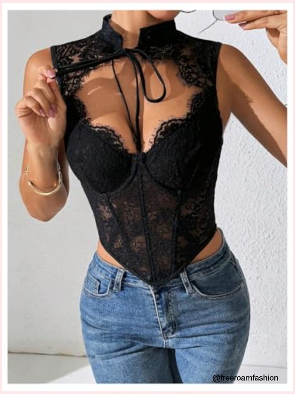 Lace Corset Crop Bustier Going Out Top Party Nightclub Tank - Picture 4 of 5
